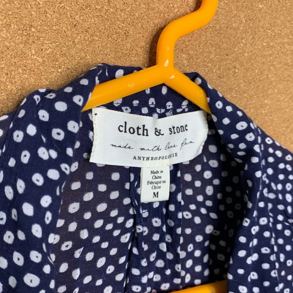 Cloth & Stone Dana Button-Down Blouse Blue & White Medium - Picture 4 of 11